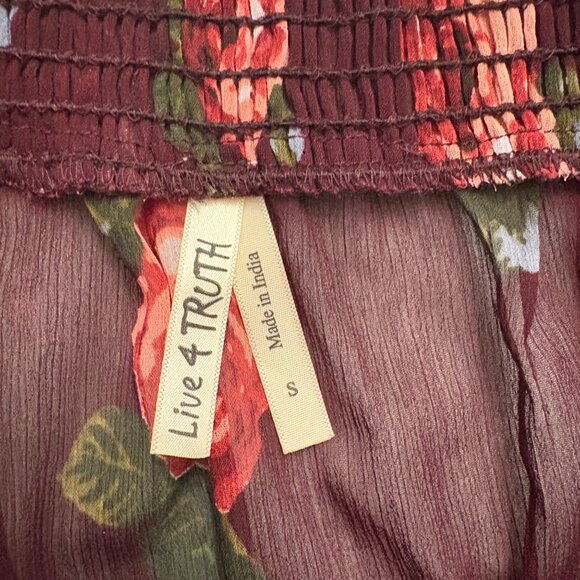 Floral Sheer Burgundy High-Low Maxi Kimono With Off-Shoulder Design Size S - Picture 5 of 10